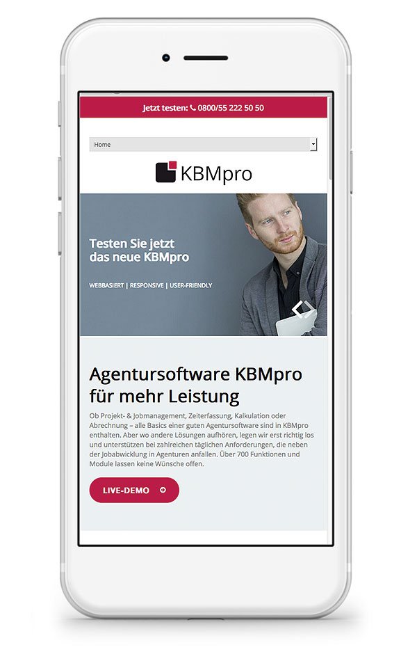 KBMpro Website Smartphone Start