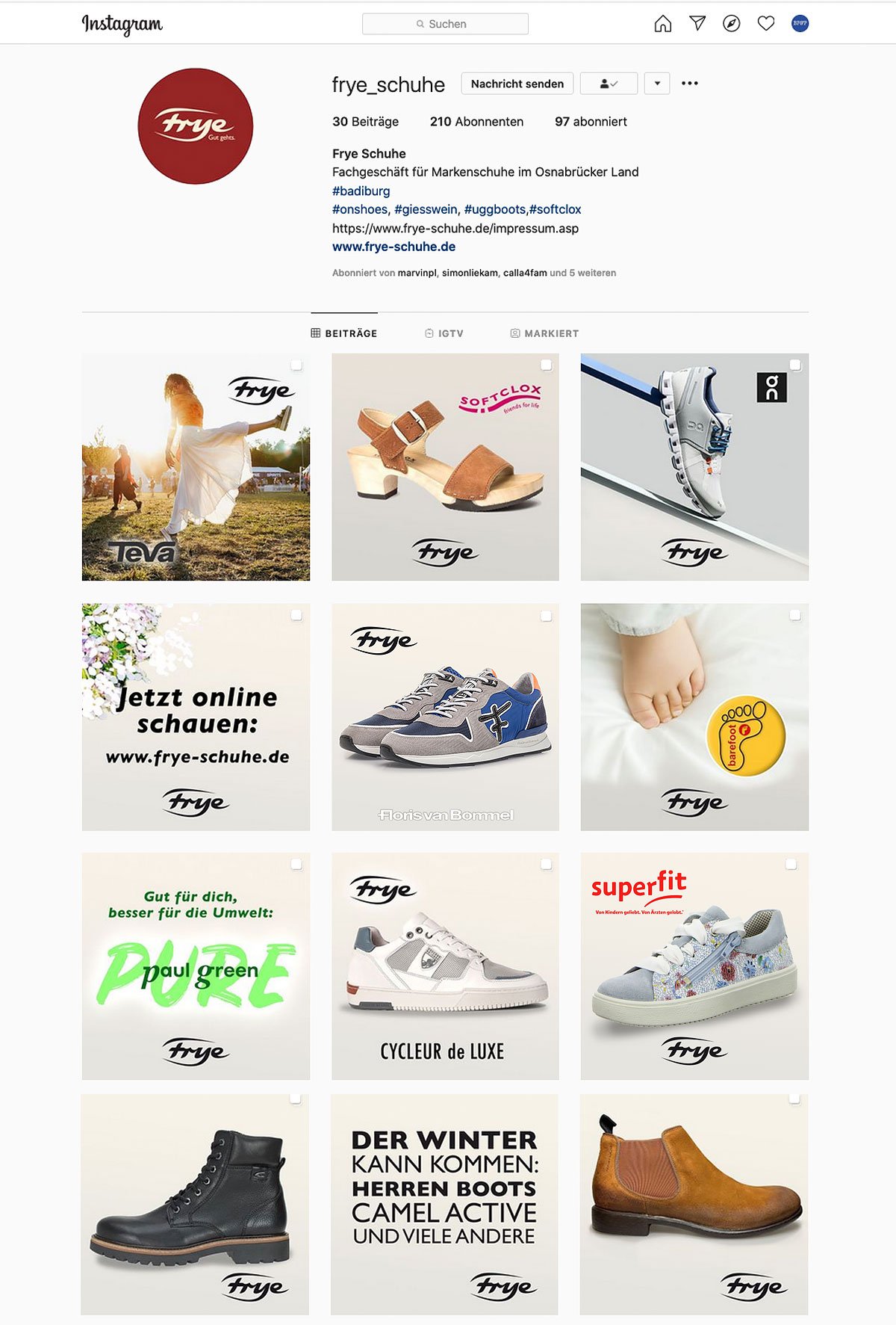 B2C Social Media Marketing Frye Schuhe