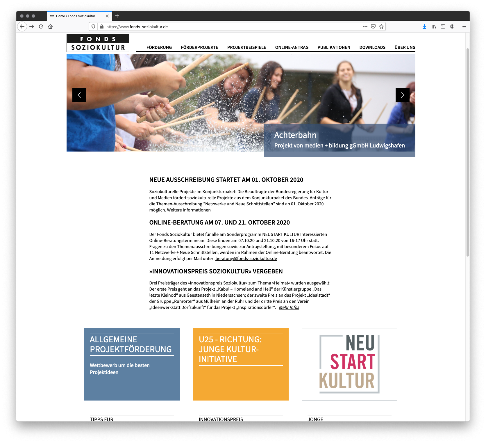 Online-Lösungen im Antragswesen Berger, Perk und Partner für FONDSSOZIOKULTUR